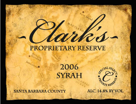 Clark's Reserve Syrah label image